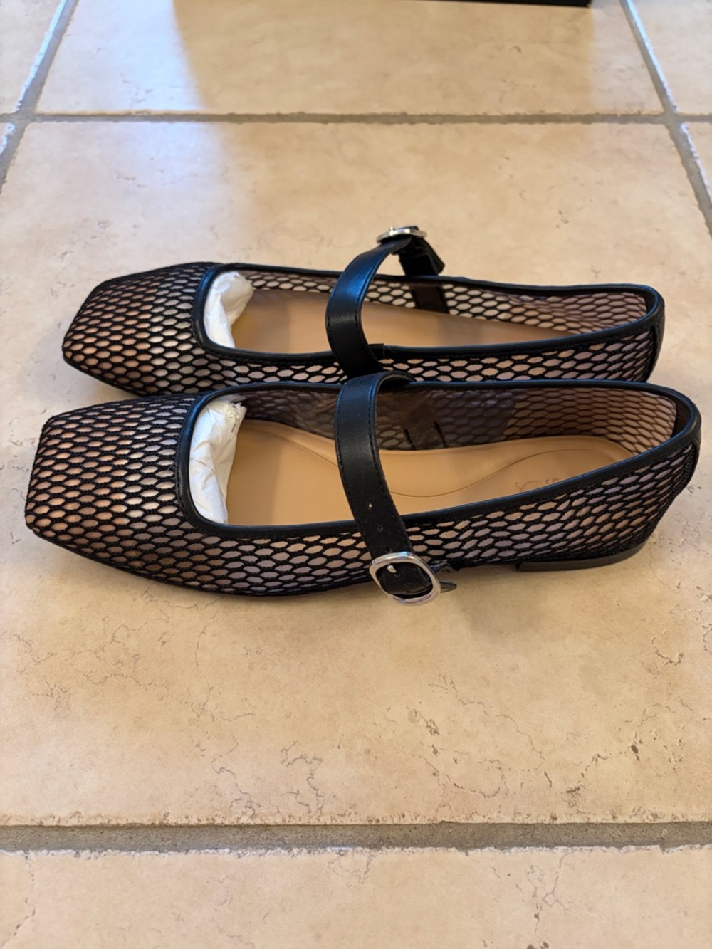 INC International Concepts Black Mesh Mary Jane Flats with Square Toe - Picture 3 of 6